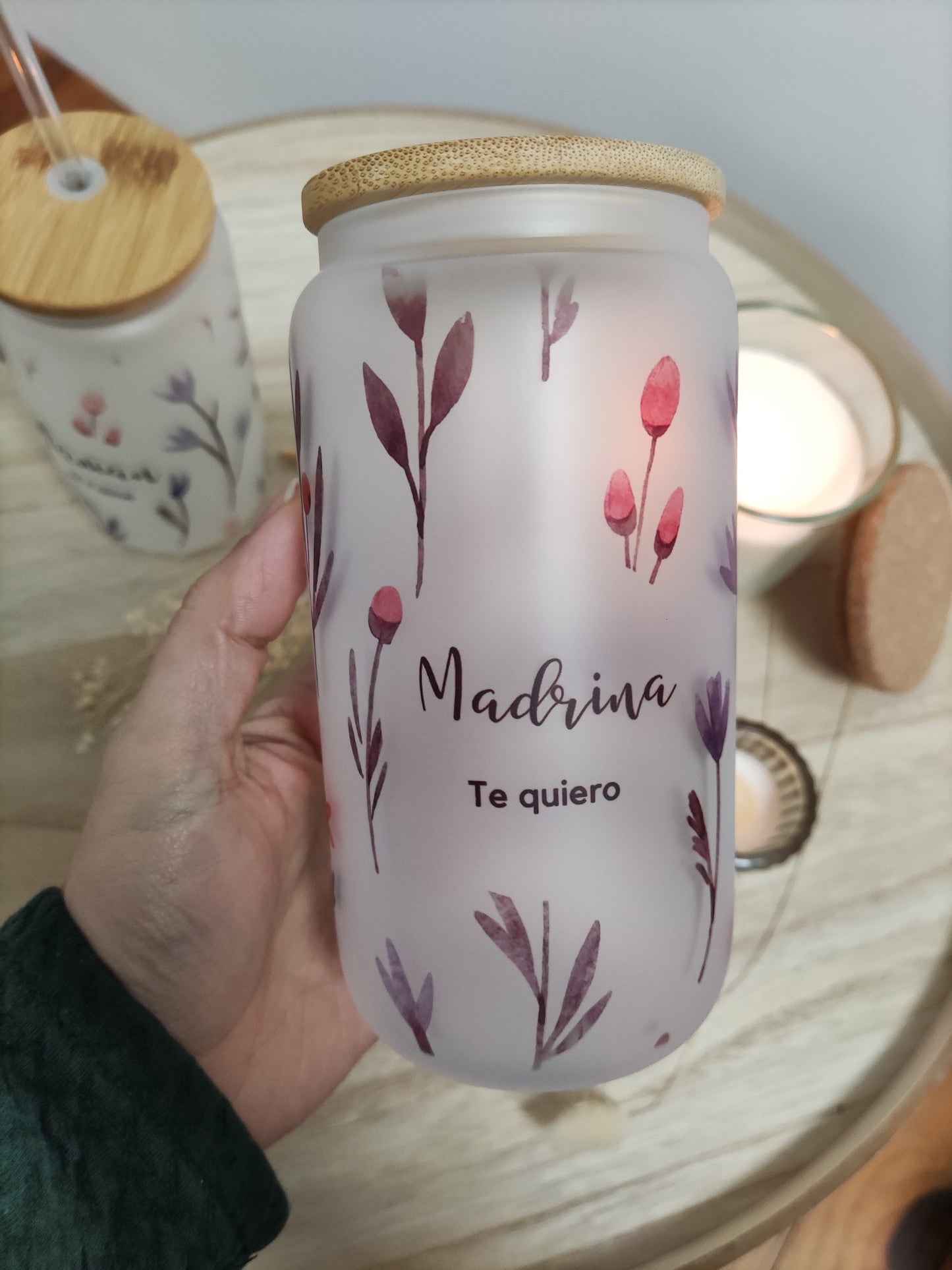 Gobelet en verre givré personnalisé – Élégance et nature à chaque gorgée