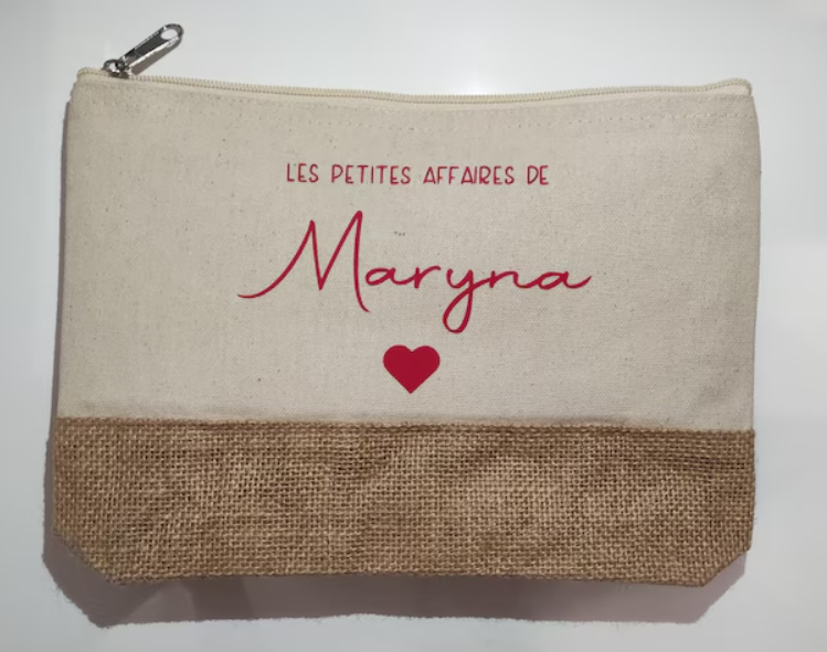 Pochette personnalisée, trousse de toilette, trousse personnalisable