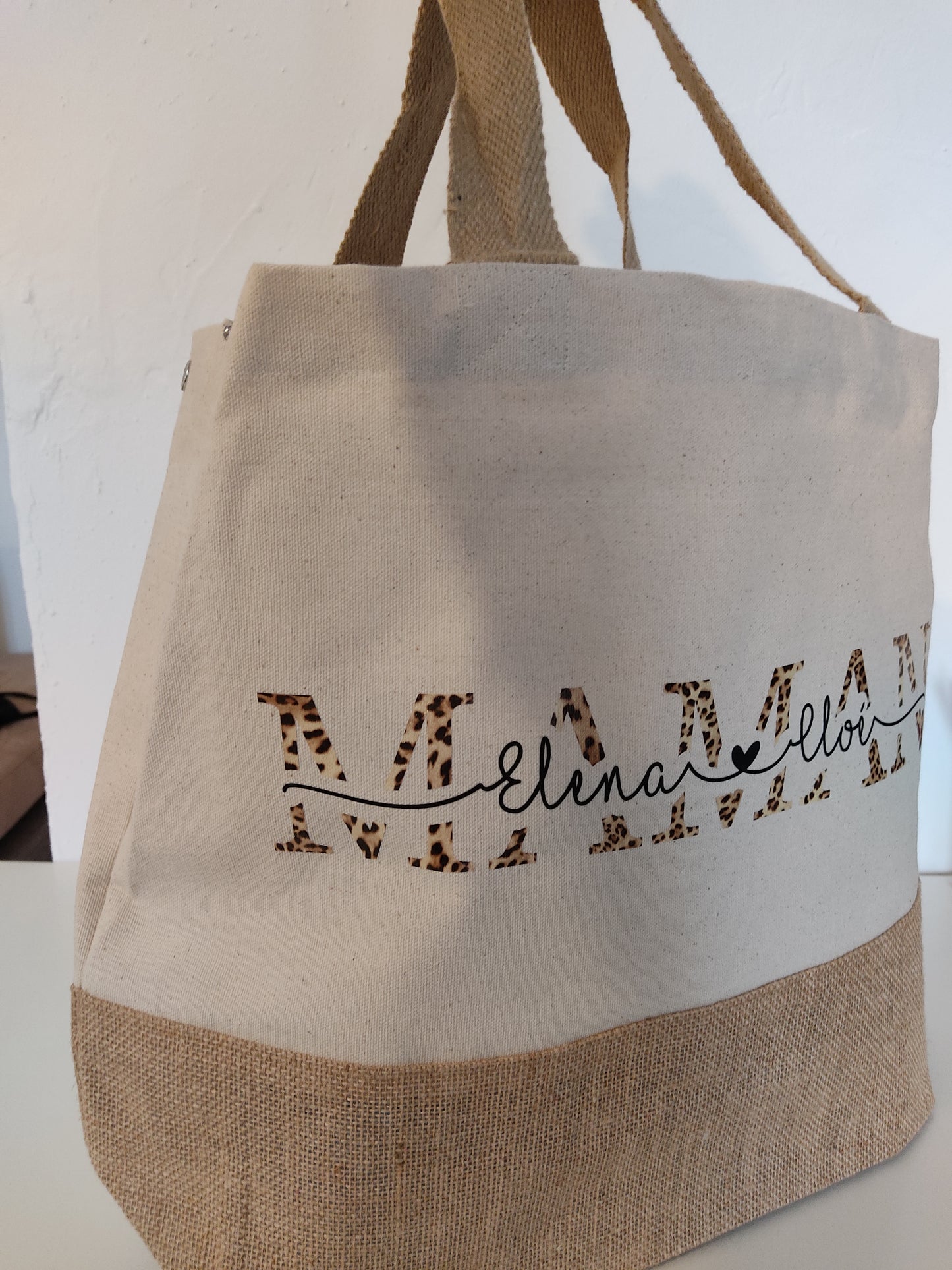 Sac shopping personnalisé, sac cabas, sac de plage, cadeau maman, cadeau mamie