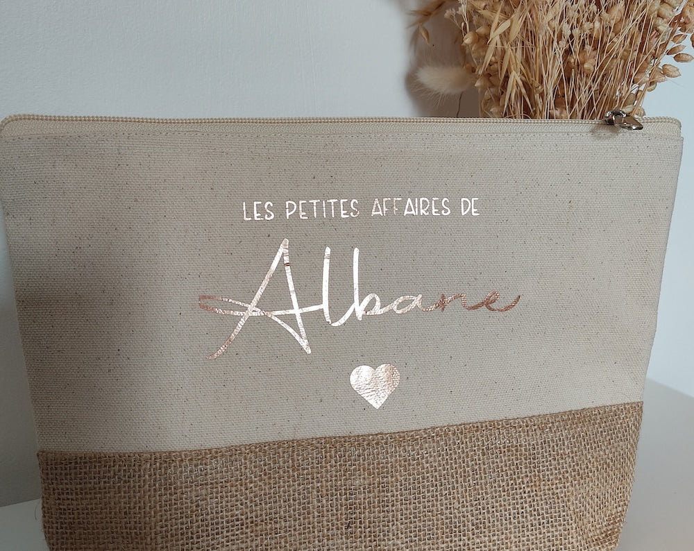 Pochette personnalisée, trousse de toilette, trousse personnalisable